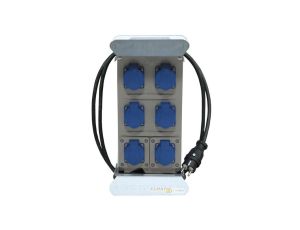 Rozdzielnica budowlana elCARRY C16U-0006 IP44 w stojaku, 2m H07RN-F 3G2,5 z wt. UNI 230V 16A , 6x gniazdo GK 230V 16A, RCCB 30mA