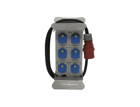 Rozdzielnica budowlana elCARRY C32-0006 IP44 w stojaku, 2m H07RN-F 5G4 z wtyczką CEE 32A-5P, 6x gniazdo GK 230V 16A 46381210