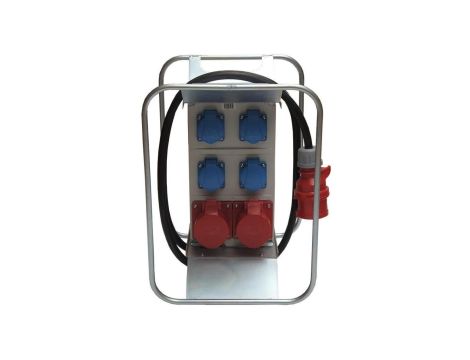 Rozdzielnica budowlana elCARRY-R C16-0204 IP44 w ramie, 2m H07RN-F 5G2,5 z wt. CEE 16A-5P, gniazda: 4x GK 230V, 2x CEE 16A, RCCB