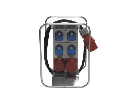 Rozdzielnica budowlana elCARRY-R C32-1104 IP44 w ramie, 2m H07RN-F 5G4 z wt. CEE 32A, gn: 4x GK 230V 1x CEE 16A 1x CEE 32A, RCCB