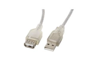 Przedłużacz USB 2.0 High Speed 1,8m + FERRYT transparentny LANBERG CA-USBE-12CC-0018-TR