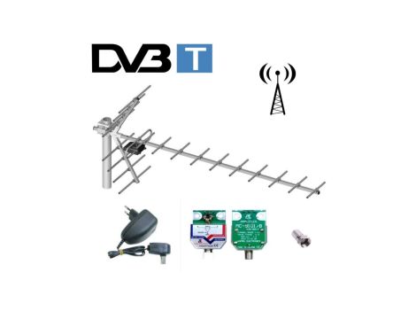 Antena DVB-T kierunkowa 19-elementowa YAGA + wzmacniacz LIBOX LB019W