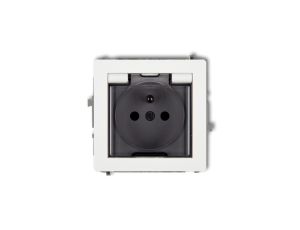 DECO Gniazdo bryzgoszczelne z/u (klapka dymna) biały DGPB-1zdp