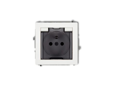 DECO Gniazdo bryzgoszczelne z/u (klapka dymna) biały DGPB-1zdp