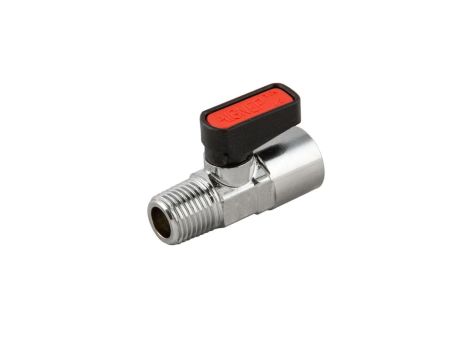 Zawór kulowy Ghilux mini R 1/8 GZ - R 1/8 GW, PN20, gwintowany, mosiądz niklowany, PTFE/NBR