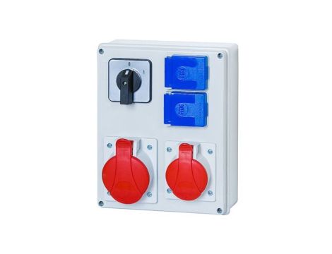 Rozdzielnica budowlana FLORENCJA 1x5P 16A 1x5P 32A 2x2P+Z przełącznik 0-1 ITALINE ITA00120 ELIT50530