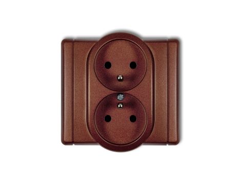 FLEXI Gniazdo podwójne z/u brązowy metalik 9FGP-2zp