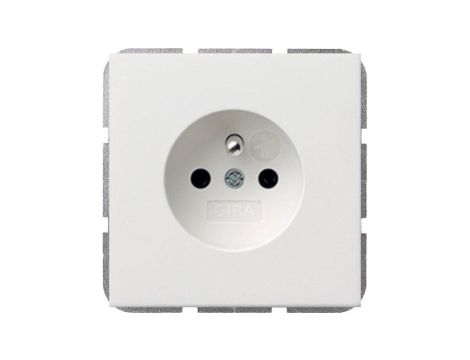 GIRA F100 Gniazdo z bolcem i przesłonami torów prądowych biały połysk