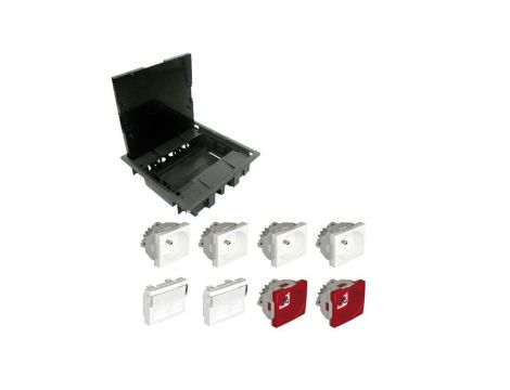 EFAPEL FLOOR BOX puszka podłogowa do podłóg technicznych 4x gniazdo 230V z/u + 2x gniazdo DATA z/u + 4x gniazdo RJ45 kat. 6 UTP