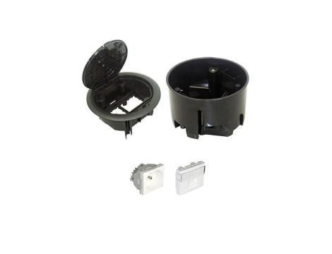 EFAPEL FLOOR BOX puszka podłogowa okrągła EFAPEL 1x gniazdo 230V z/u + 1x gniazdo RJ45 kat. 6 FTP ekranowane