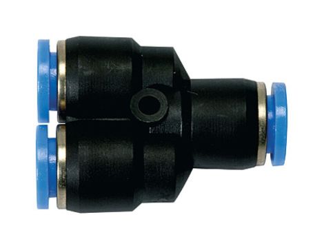 Trójnik pneumatyczny wtykowy typu Y do węża fi 4 mm, tworzywo sztuczne