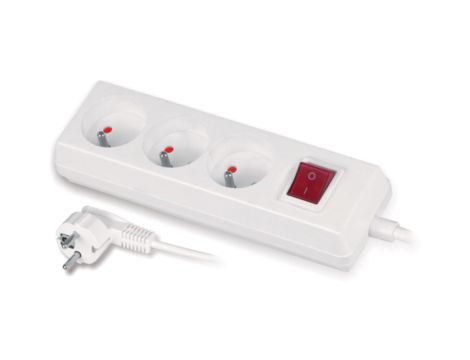 Przedłużacz z wyłącznikiem 3-gniazda z/u 10A 3m /OMY 3x1/ biały PS-370WS