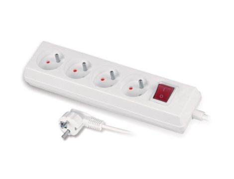 Przedłużacz z wyłącznikiem 4-gniazda z/u 10A 1,5m /OMY 3x1/ biały PS-470WS