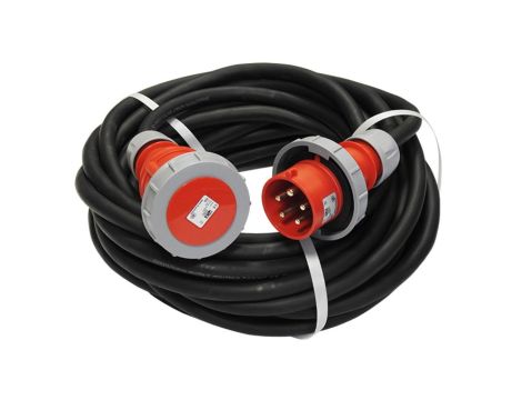 Przedłużacz budowlany siłowy elCORD CEE 32A 400V IP67 50m H07RN-F 5G6 z wtyczką i gniazdem CEE 32A-5P IP67 30366500
