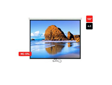 Ekran projekcyjny 100 4:3 200x150 biały matowy ściana lub sufit Maclean MC-594