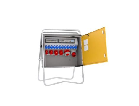 Rozdzielnica budowlana elBOX-L LW63-01220C wtyk CEE 63A gn: 12xGK 230V 16A 2x16A 2x32A 1x63A 2xRCCB licznik