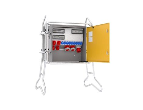 Rozdzielnica budowlana elBOX-XLR W125-022209 w ramie wtyk CEE 125A-5P gn:9xGK 230V 16A 2x16A 2x32A 2x63A 4xRCCB