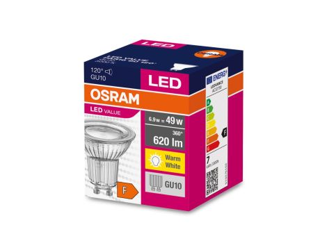 Żarówka LED VALUE PAR16 80 GU10 6,9W 620lm 3000K 830 120st. 3 LATA GWARANCJI 4058075096707