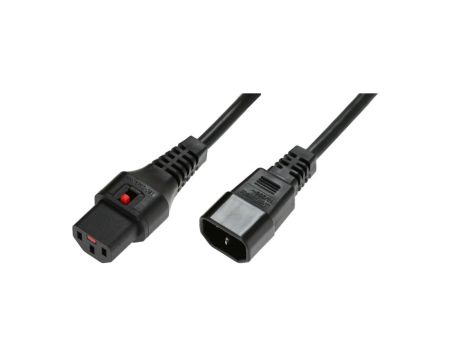Kabel przedłużający zasilający 3x1 IEC C14/IEC C13 prosty M/Ż czarny IEC-PC1021 /2m/