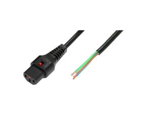 Kabel zasilający do zarobienia 3x1 OPEN/IEC C13 prosty M/Ż czarny IEC-PC1025 /2m/