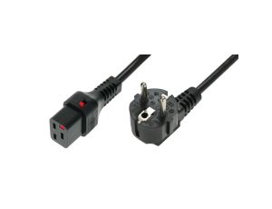 Kabel zasilający serwerowy 3x1,5 Schuko kątowy/IEC C19 prosty M/Ż czarny IEC-EL262S /2m/