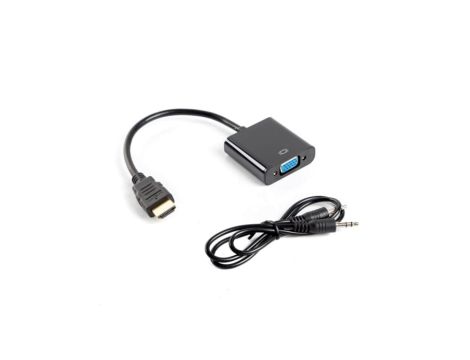 Adapter HDMI - VGA+ jack 3,5mm stereo 0,2m AD-0017-BK