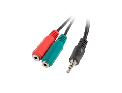 Adapter mini JACK stereo 4-pin (M) - mini JACK (F) x2 (słuchawki i mikrofon) 20cm AD-0023-BK