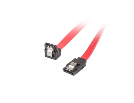 Kabel SATA DATA III (6GB/s) 0,5m z zatrzaskami metalowymi kątowy CA-SASA-13CU-0050-R