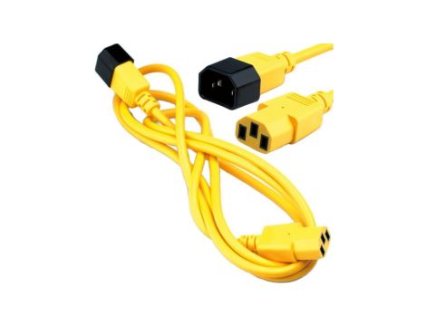 Przedłużacz zasilający 230V IEC320 C14/ C13 0,8m żółty