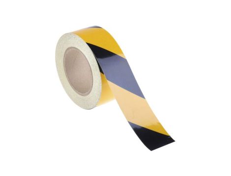 Taśma odblaskowa, kolor: Czarny/żółty, 50mm x 25m, RS PRO