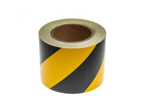 Taśma odblaskowa, kolor: Czarny/żółty, 100mm x 25m, RS PRO