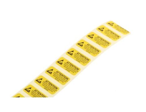 Etykieta ESD Żółty Papier, Tekst: Attention, Uwaga, Angielski