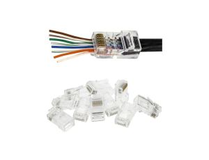 Wtyk modularny RJ45 8P8C kat.5e nieekranowany UTP drut przelotowy NEKU /WORECZEK 10szt./