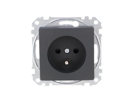 Gniazdo zasilające 2P+PE z przesł torów pr zaciski bezg, czarny antracyt, Sedna Design i Elements SDD114012