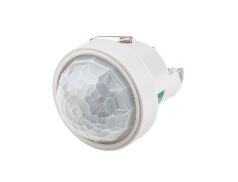 Detektor ruchu PIR o wysokiej czułości, 230 V AC, zasięg 40 m, montaż Sufit, Ø 88mm, Certyfikat CE, EMC-2004/108/WE,