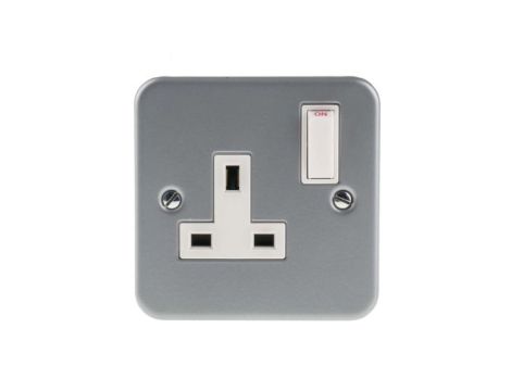 Gniazdo wtykowe natynkowe z przełącznikiem kolor Szary W budynkach, 13A, IP20 230V ac
