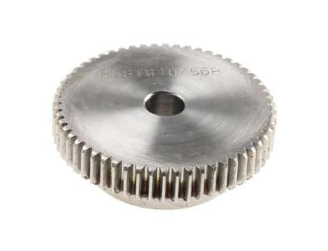 Koło zębate walcowe, moduł: 1, l.zębów: 56, śr. piasty: 40mm, śr. otworu: 10mm, Stal nierdzewna