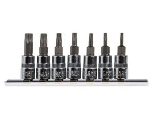 Zestaw końcówek wkrętakowych wkrętakowych zabezpieczających, materiał Stal S2, 7 szt.