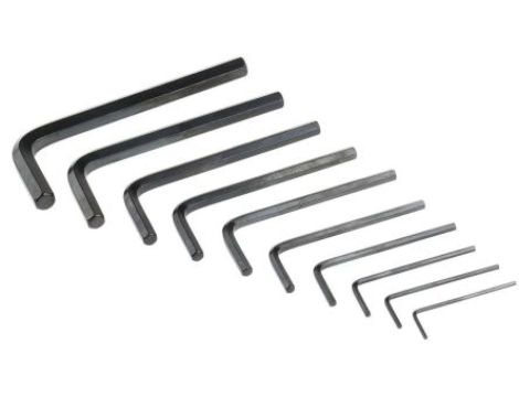 Zestaw kluczy imbusowych Jednostki brytyjskie, 10 szt. 1/4 in, 1/8 in, 1/16 in, 3/8 in, 3/16 in, 3/32 in, 5/16 in, 5/32