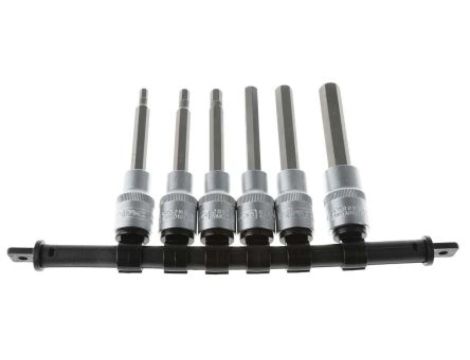 Końcówka sześciokątna, materiał Stal S2, Hex 10, Hex 12, Hex 5, Hex 6, Hex 7, Hex 8, 6 szt.