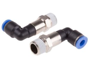 Złącze kątowe gwint R 1/4 męskie, Wciskane 6 mm RS PRO