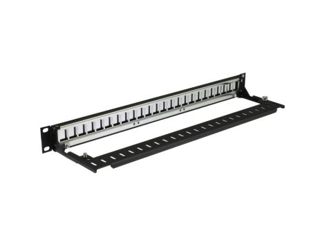 Patch panel pusty RACK 19 1U na 24 moduły keystone z półką czarny Molex
