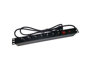 Listwa zasilająca rack 19 cali PDU gniazdo 7 x CEE 7/5 wtyk CEE 7/7 z wyłącznikiem i zabezpieczeniem