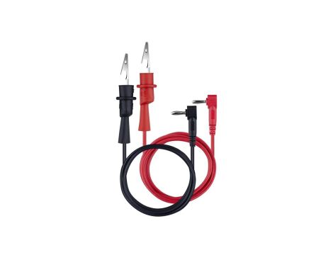Kable przewody pomiarowe do miernika (wtyk kątowy typu BANAN / złącze typu KROKODYL) HQ 2x 0,85m czarny + czerwony