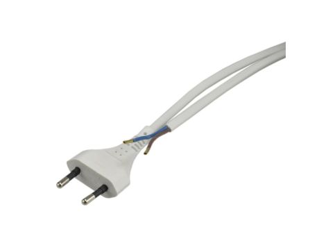 Przewód z wtyczką prostą 2x0.75 2mb biały z wyłącznikiem