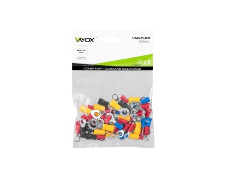 Końcówki kablowe izolowane oczkowe 62 szt VMKO-62 Vayox