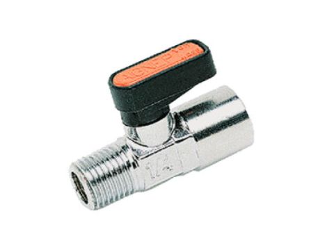 Zawór kulowy Ghilux mini R 1/4 GZ - R 1/8 GW, PN20, gwintowany, mosiądz niklowany, PTFE/NBR