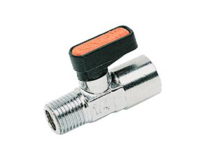 Zawór kulowy Ghilux mini R 3/8 GZ - R 3/8 GW, PN20, gwintowany, mosiądz niklowany, PTFE/NBR