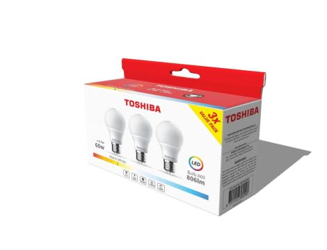 TOSHIBA LED N_3PACK A60 E27 8.5W 3000K 806lm/10szt./
