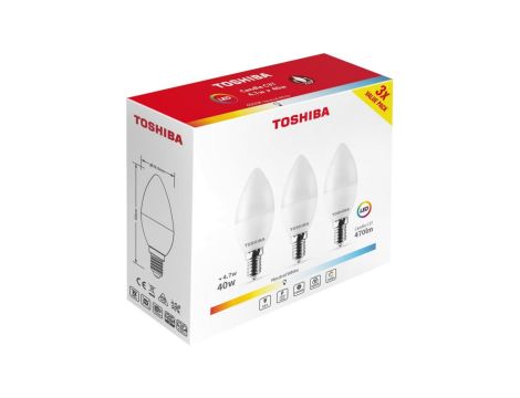 TOSHIBA LED N_3PACK C37 E14 4.7W 4000K 470lm/10szt./